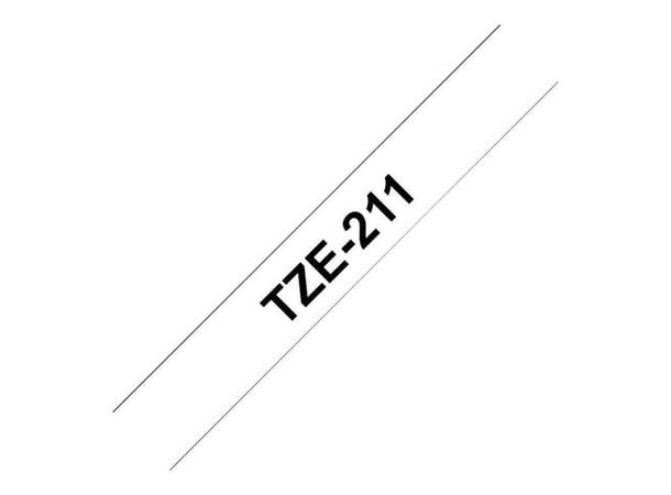 Brother Tape 6mm TZe-211 Svart/Hvit 