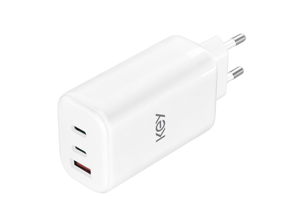 Key Power Wall 65W GaN Trio GRS Hvit 