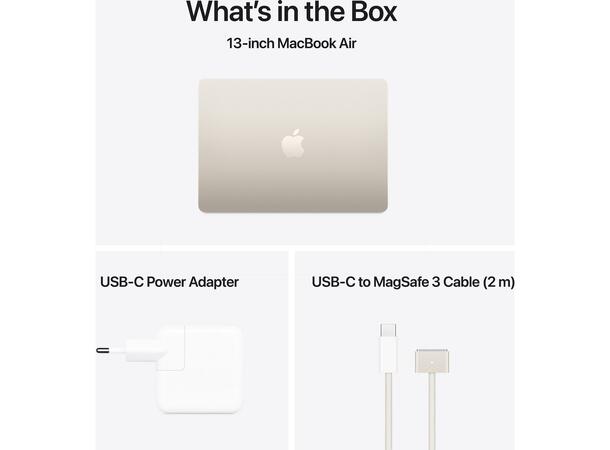 MacBook Air 13" (2025) 256GB Hvit Apple 10-core M4 CPU, 16GB 