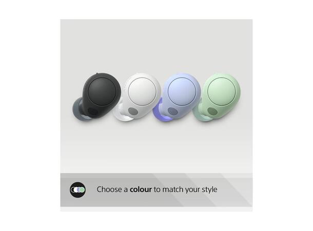 Sony True Wireless Hodesett Hvit Aktiv støydemping, opptil 20t batteritid 
