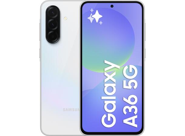 Galaxy A36 5G 128GB Hvit Smarttelefon, 6,7" FHD+ 120 Hz Super AMO 