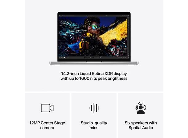 Macbook Pro 14 M4 (2024) 512GB Sølv Apple 10-core M4 CPU, 16GB RAM, 512GB SS 