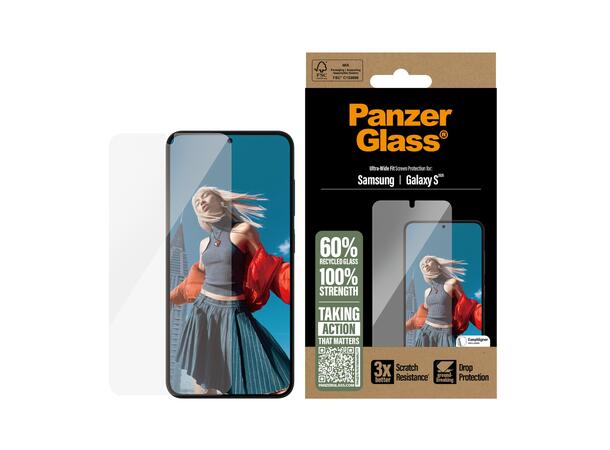 PanzerGlass Galaxy S25 Skjermbeskytter Ultra-Wide Fit, 3x bedre motstand mot ri 