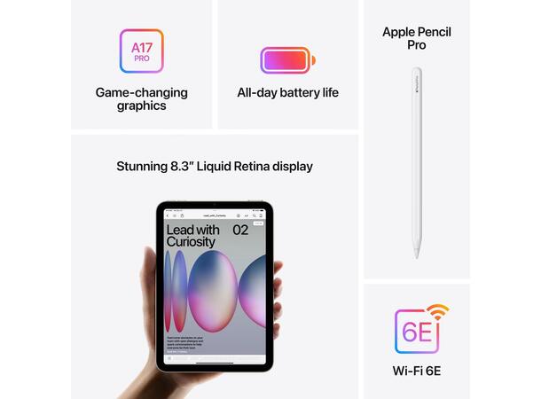 iPad mini (2024) 256GB WiFi Grå A17 Pro-chip, 8,3" Liquid Retina-skjerm 
