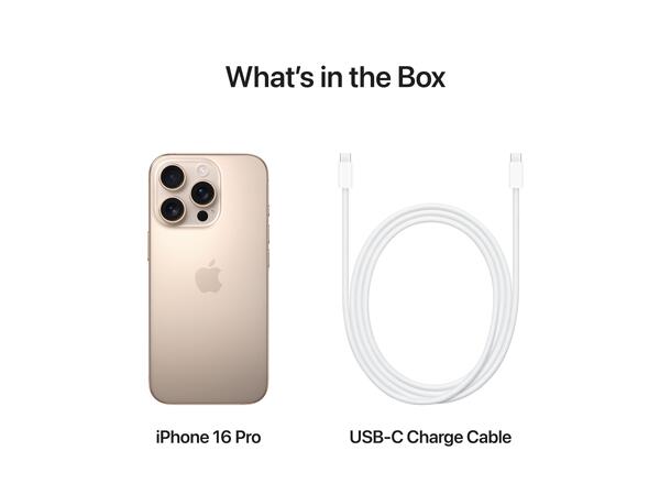 iPhone 16 Pro 1TB Sand Titan OBS! Leveres uten vegglader 