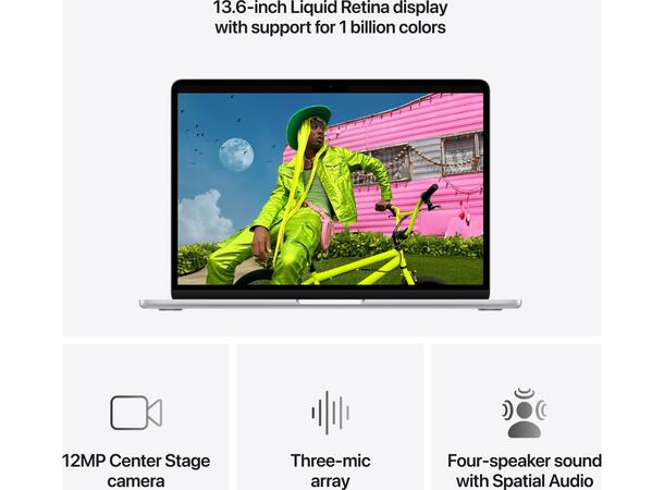 MacBook Air 13" M5 (2026) 512GB Silver Apple 10-kjerners M5 CPU, 16GB, 1TB SSD, 