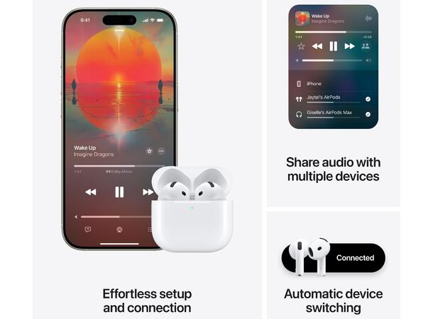 Apple AirPods 4 ANC Aktiv støyreduksjon 