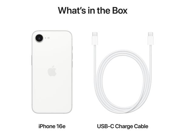 Apple iPhone 16e 128GB Hvit Delivered without wall charger 