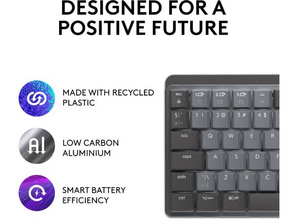 Logitech MX Mechanical Mini Minimalist T Bluetooth, USB, trådløs, tactile knapper 