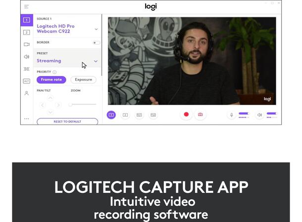 Logitech C920e HD Webkamera 1080p, H.264, bredskjerm, stereo, carl z 