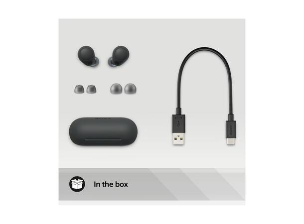 Sony True Wireless Headsett Black Active noise cancellation, up to 20h 