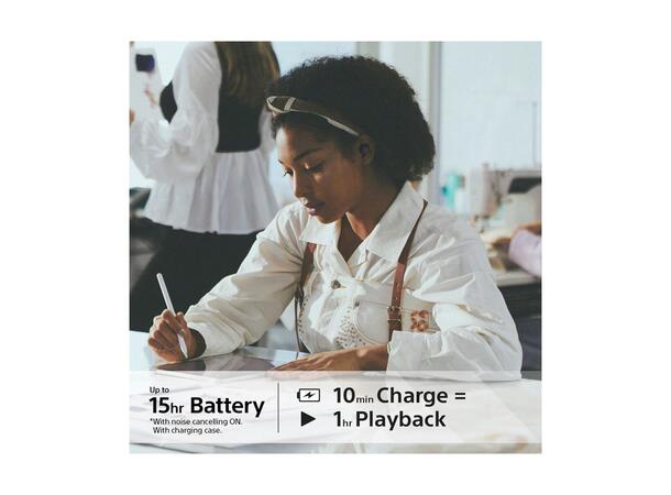 Sony True Wireless Headsett Black Active noise cancellation, up to 20h 