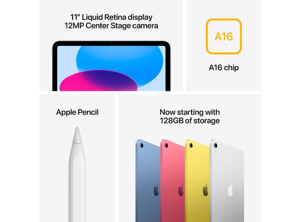 iPad 11" (2025) 256GB WiFi Gul 11. gen, 11" Liquid Retina-skjerm (2360x 
