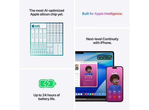 Macbook Pro 14 M5 (2025) 1TB Sort Apple 10-core M5 CPU, 16GB RAM, 1TB SSD, 