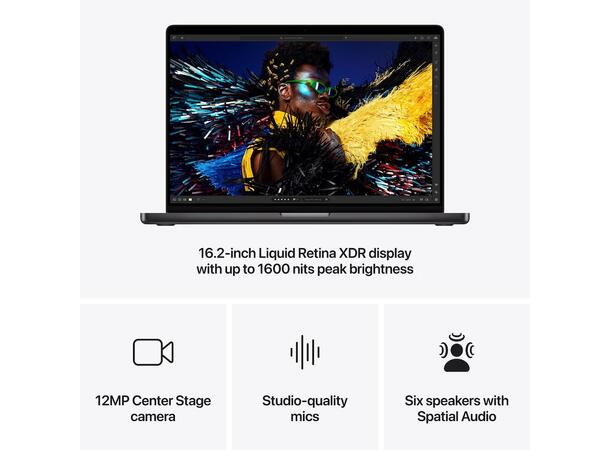 Macbook Pro 16 M4 Pro (2024) 512GB Sort Apple 14-core M4 Pro CPU, 48GB RAM, 512G 