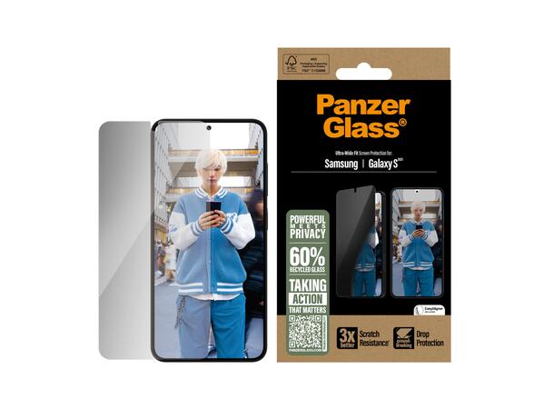 PanzerGlass Galaxy S25 Privacy Skjermbes Ultra-Wide Fit, 3x bedre motstand mot ri 