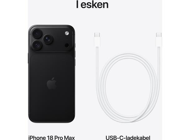 iPhone 18 Pro Max 2TB Svart OBS! Leveres uten vegglader 