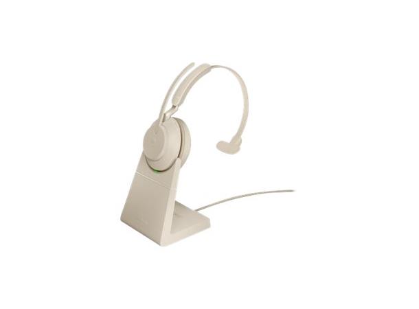 Jabra Evolve2 65  MS Mono Beige Inkl. ladestand og Link380 USB-A 