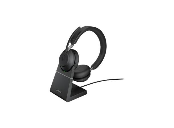 Jabra Evolve2 65  MS Stereo Sort Inkl. Ladestand og Link380 USB-A 