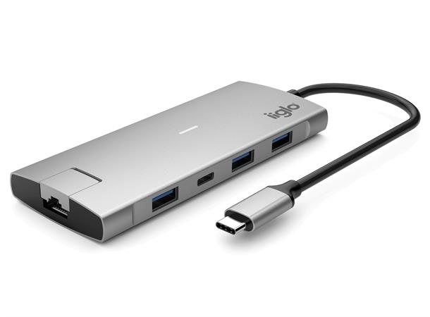 iiglo 9-i-1 Slim MultiPort Docking USB-C 87W PD, 2+2 USB-A, 2xHDMI, 1+1 USB 