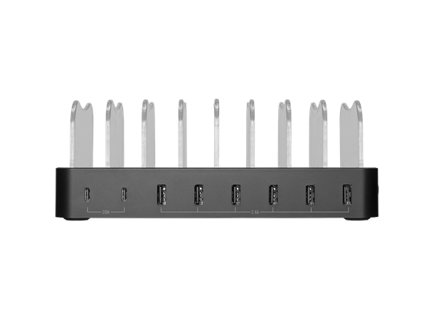 Deltaco Charging Station 8-Ports 75W 6xUSB-A, 2xUSB-C PD (20W) 