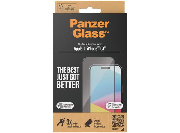 PanzerGlass  Skjermbeskytter IP 15/16 Passer til iPhone 15/16 