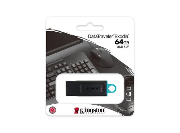 Kingston 64GB DataTraveler Exodia Minnepenn, USB 3.2 