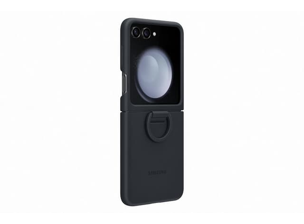 Samsung Silicone Case Ring Flip5 Sort Ringdeksel, premium design, soft touch 