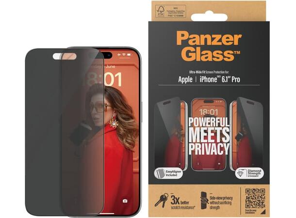 PanzerGlass Privacy Skjembeskytter Passer til iPhone 15 Pro 