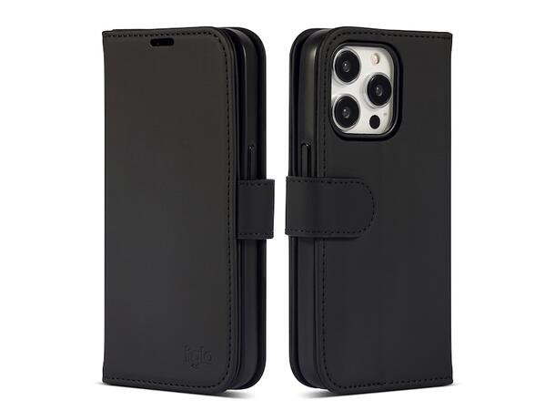 iiglo iPhone 15 Pro Lommebokdeksel Sort Passer til iPhone 15 Pro 