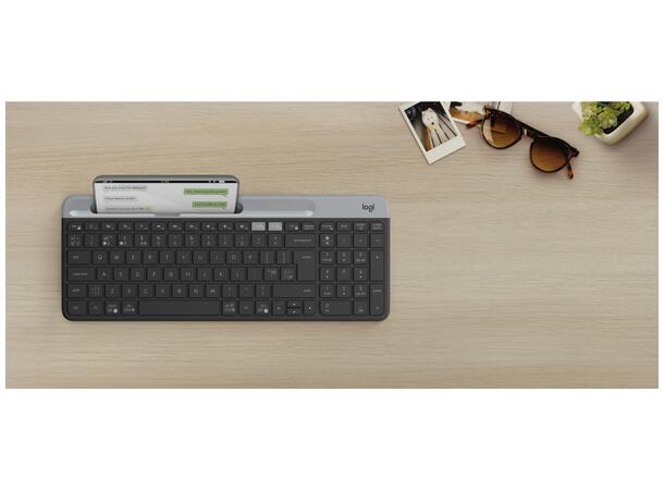 Logitech K580 Slim Multi-Enhet Keyboard Unifying, bluetooth, kompakt og lydløst 