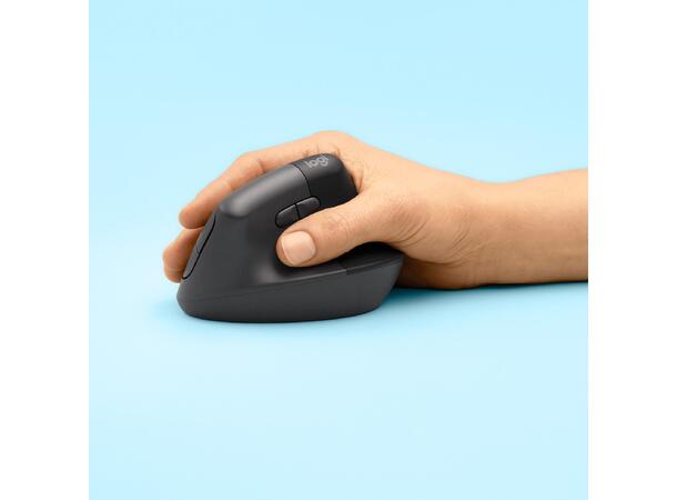 Logitech Lift Vertikal Mous Grey Ergonomic, Bluetooth/Logi Bolt USB 