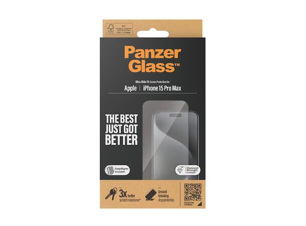 PanzerGlass 15 Pro Max Skjermbeskytter Passer til iPhone 15 Pro Max 