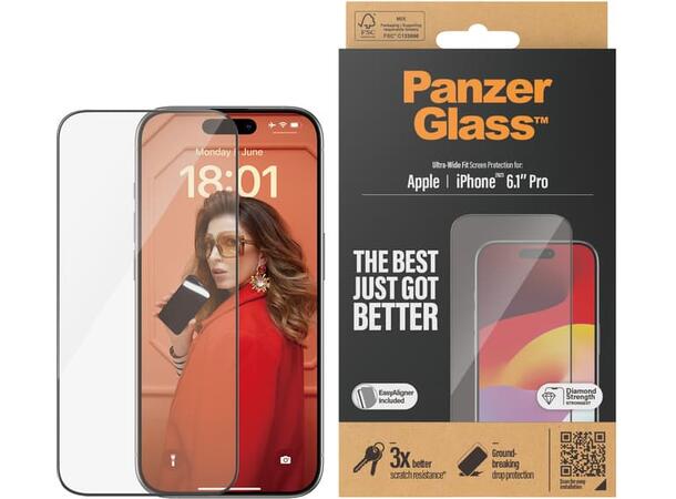 PanzerGlass IP15 Pro Herdet glass, Ultra wide fit 