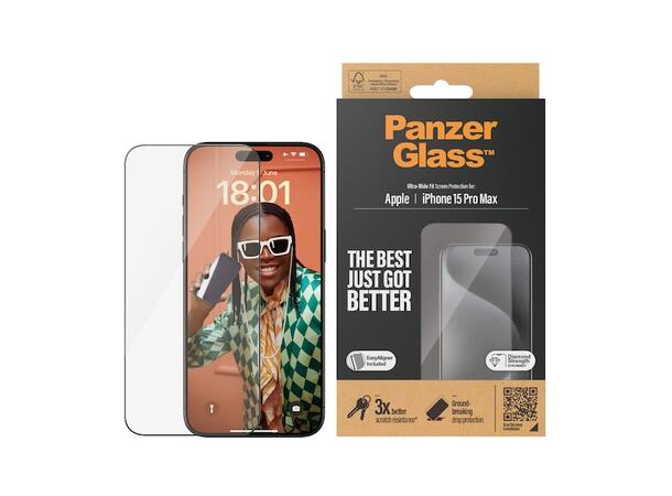 PanzerGlass  Skjermbeskytter Passer til iPhone 15 Pro Max 