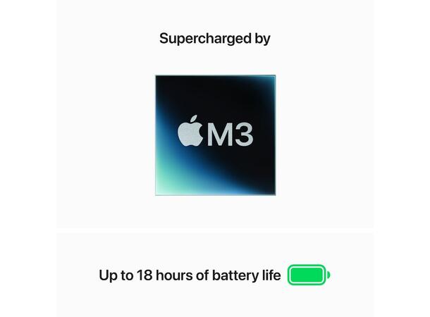 Macbook Air 13 (2024) 512GB Sort Apple 8-Core M3 CPU, 16GB RAM, 512GB SSD 
