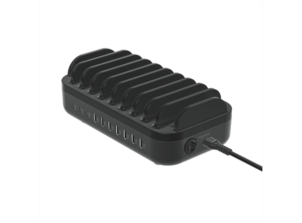 Deltaco Ladestasjon 10-Ports 120W 7xUSB-A, 3xUSB-C PD (20W) 