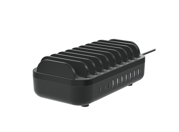 Deltaco Ladestasjon 10-Ports 120W 7xUSB-A, 3xUSB-C PD (20W) 