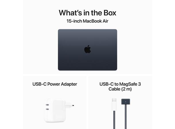 Macbook Air 15 (2024) 512GB Sort Apple 8-Core M3 CPU, 16GB RAM, 512GB SSD 