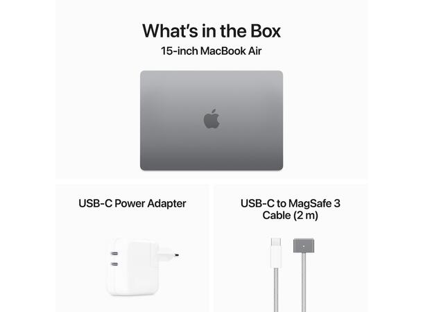 Macbook Air 15 (2024) 256GB Grå Apple 8-Core M3 CPU, 8GB RAM, 256GB SSD 