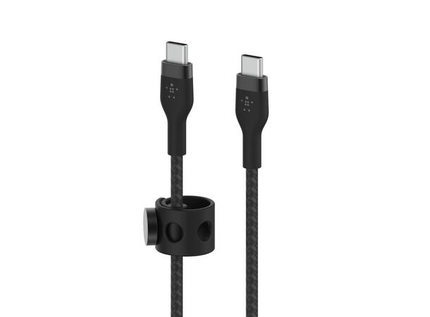 Belkin USB-C til USB-C kabel 3m (sort) Flettet silikon, Fast Charge kompatibel 